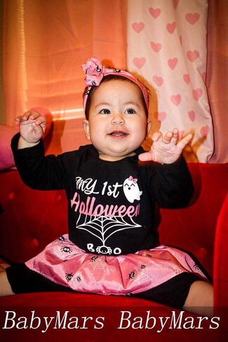 Newborn Baby Girls Clothes My First Halloween Outfit Set Long Sleeve Spider Romper With Headband in Saudi Arabia