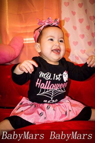 Newborn Baby Girls Clothes My First Halloween Outfit Set Long Sleeve Spider Romper With Headband in Saudi Arabia