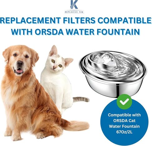 K-Replace4u TAQ Cat Water Fountain Filters Replacement Compatible with ORSDA Cat Water Fountain Filters Stainless Steel Cat Water Fountain ORSDA Replacement Filters for Cat Fountain Drinking Pack 12 in Saudi Arabia