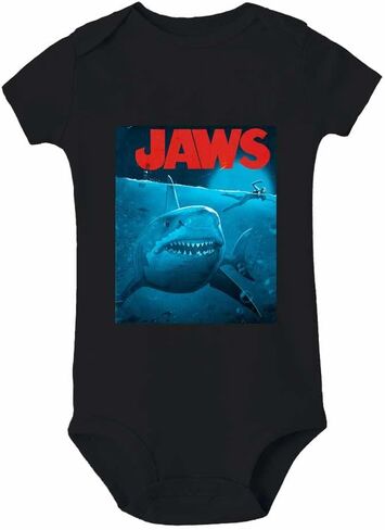 0-24 شهرًا ملصق فيلم Jaws للأطفال الصغار بأكمام قصيرة زحف قطعة واحدة للأطفال in Kuwait