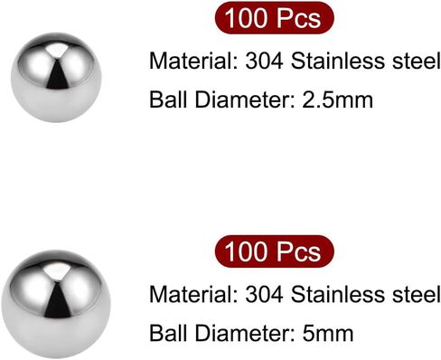 uxcell 5mm, 2.5mm Bearing Balls 304 Stainless Steel Precision Balls 200pcs in Saudi Arabia