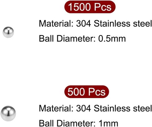 uxcell 0.5mm, 1mm Bearing Balls 304 Stainless Steel Precision Balls 1500pcs in Saudi Arabia