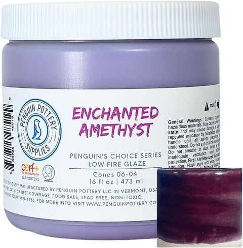 فخار البطريق - سلسلة اختيار البطريق - الجمشت المسحور - مخروط طلاء منخفض النار 06-04 للطين منخفض النار - فخار مزجج سيراميك (1 لتر | 16 أونصة | 473 مل) in Kuwait