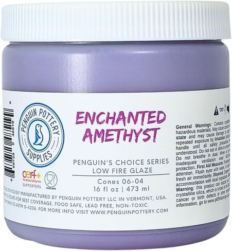 فخار البطريق - سلسلة اختيار البطريق - الجمشت المسحور - مخروط طلاء منخفض النار 06-04 للطين منخفض النار - فخار مزجج سيراميك (1 لتر | 16 أونصة | 473 مل) in Kuwait