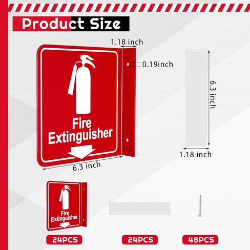 24 قطعة من لافتات طفاية الحريق مع فتحات تثبيت مثقوبة مسبقًا طفاية حريق مع سهم لأسفل علامات تحذير صناعية مع براغي وأشرطة لاصقة للأعمال المنزلية والمكتبية in Kuwait