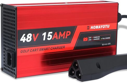 HOMAYOTU 48 فولت 15 أمبير شاحن بطارية عربة الجولف لعربة الجولف EZGO 48 فولت RXV & TXT، قابس ثلاثي 3 دبوس in Kuwait
