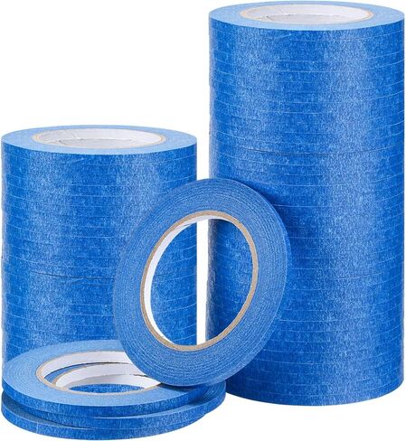 Fumete 72 Rolls White Painters Masking Tape, 1.5 Inch x 55 Yards, No Residue, UV & Weather Resistant, Ideal for Painting, Indoor & Outdoor Use(Blue,1 Inch X 55 Yards) in Saudi Arabia