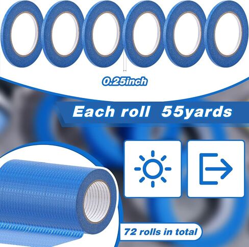 Fumete 72 Rolls White Painters Masking Tape, 1.5 Inch x 55 Yards, No Residue, UV & Weather Resistant, Ideal for Painting, Indoor & Outdoor Use(Blue,1 Inch X 55 Yards) in Saudi Arabia