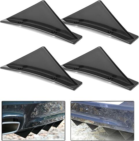 Carridar 4Pcs Universal Curved Shape Rear Bumper Diffuser Shark Fin Spoiler Trim Covers Decoration Set Lip Wing Splitter, Carbon Fiber in Saudi Arabia