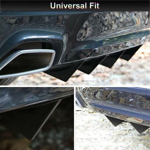 Carridar 4Pcs Universal Curved Shape Rear Bumper Diffuser Shark Fin Spoiler Trim Covers Decoration Set Lip Wing Splitter, Carbon Fiber in Saudi Arabia