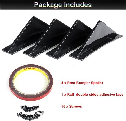 Carridar 4Pcs Universal Curved Shape Rear Bumper Diffuser Shark Fin Spoiler Trim Covers Decoration Set Lip Wing Splitter, Carbon Fiber in Saudi Arabia
