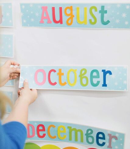 Schoolgirl Style Industrial Chic Bulletin Board Set—Farmhouse Monthly Calendar, Rustic Heart, Star, Cupcake Birthday and Special Occasion Accents, Seasons and Days of the Week Charts, (95 pc) in Kuwait