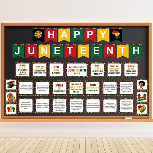 44 قطعة من ملصقات Juneteenth السعيدة، مجموعة لوحة الإعلانات، ديكورات الفصول الدراسية الأمريكية الأفريقية، يوم الحرية، قطع Juneteenth للمنزل، المدرسة، عيد الاستقلال 1865، ديكور حفلات التاريخ الأمريكي in Saudi Arabia