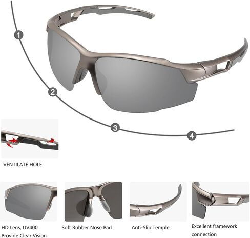 Cycling Sunglasses UV400 Protection Fishing Driving Running Baseball Softball Driving Glasses for Men Women in Saudi Arabia