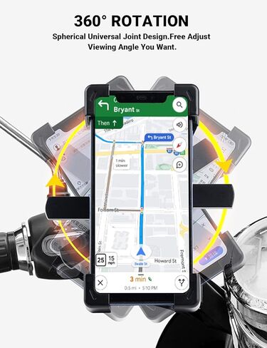 Himiway Bike Phone Holder, Motorcycle Phone Mount, 360° Rotatable One-Touch Automatically Lock & Quick Release Bicycle Handlebar Cell Phone Clamp, Scooter Phone Clip for 4.5''-7.2'' Cellphone in Kuwait