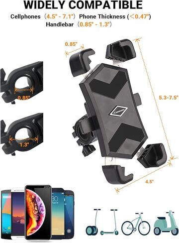 Himiway Bike Phone Holder, Motorcycle Phone Mount, 360° Rotatable One-Touch Automatically Lock & Quick Release Bicycle Handlebar Cell Phone Clamp, Scooter Phone Clip for 4.5''-7.2'' Cellphone in Kuwait