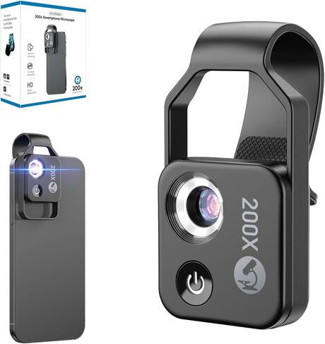 مجهر هاتف 200X مع عدسة CPL، ملحقات مجهر رقمي للهاتف الذكي بجيب صغير متوافقة مع معظم الهواتف، مجهر مكبر مع ضوء LED، هدية للأطفال البالغين in Kuwait