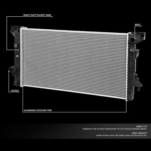DNA Motoring OEM-RA-13045 Factory Style Aluminum Cooling Radiator replacement Compatible with 07-08 Expedition/Navigator, 31-1/2" W X 16-7/16" H X 1-1/4" D, 1-3/4" Inlet, 1-3/4" Outlet in Saudi Arabia