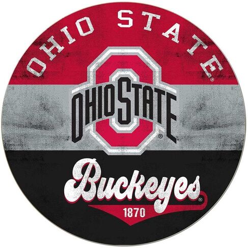 KH Sports Fan Ohio State Buckeyes Multi-Color Retro Circle Sign, 20x20 Inches, Buckeyes Decor for Dorm Room, Bedroom, Fan Cave, Living Room; Display Your Team Spirit with This Unique Ohio State Buckeyes Wall Art in Saudi Arabia