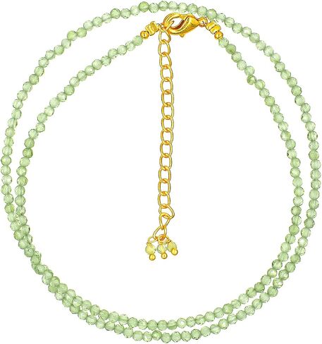 TGH Natural Peridot Gemstone Handmade Beaded Necklace, Faceted Beads Energy Stones, August Birthstone, Healing Crystals Women Fashion Jewelry gift in Kuwait