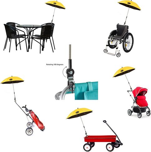 Maui and Sons Shadella Beach Umbrella for Chair, Strollers, Wheelchairs, Golf Caddy UV protection 50+ 180-degree Rotation in Kuwait