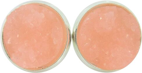 Silver-tone Faux Druzy Stone Stud Earrings 12mm (Aqua Blue) in Saudi Arabia