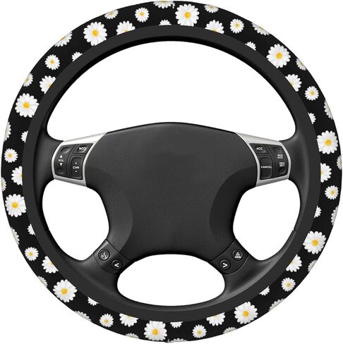 Daisy Steering Wheel Cover Flower Steering Wheel Cover Car Accessories Universal 15 inch Steering Wheel Cover Cute Girls Women Anti Slip Breathable Heat Resistant Wheel Cover Protector in Saudi Arabia
