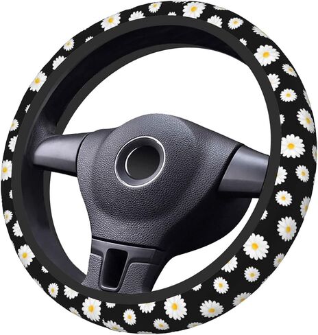 Daisy Steering Wheel Cover Flower Steering Wheel Cover Car Accessories Universal 15 inch Steering Wheel Cover Cute Girls Women Anti Slip Breathable Heat Resistant Wheel Cover Protector in Saudi Arabia