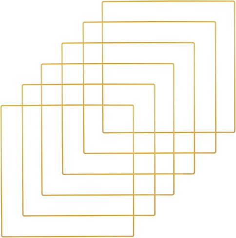 فرامندينو، 6 قطع من إكليل الزهور المعدني المربع من أجل صائد الأحلام DIY وحرف معلقة على الحائط من المكرامية باللون الذهبي in Kuwait