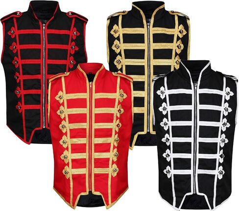Ro Rox Sleeveless Marching Band Drummer Parade Military Jacket, Lightweight Vest for Stage Performances, Steampunk Parties in Saudi Arabia
