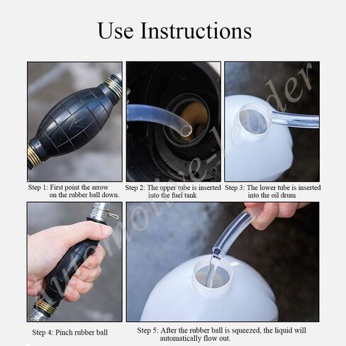 Automotive-leader Fuel Line Assembly Hand Pump Fuel Pump Rubber & Aluminum Motorcycle Hand Primer Pump Fits for Boats/RVs/Tractors/Caravans 6mm 1/4" in Saudi Arabia