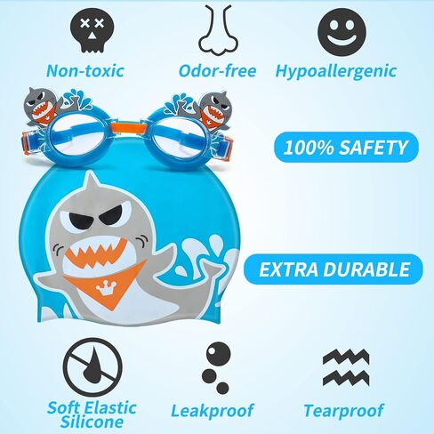 Kids Swim Goggle for Girls and Boys, Silicone Swimming Cap for Kids, Durable Comfortable Swimming Caps for Toddler Age 3-12 in Saudi Arabia