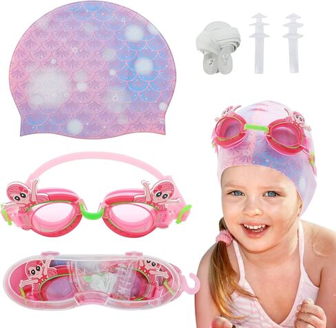 Kids Swim Goggle for Girls and Boys, Silicone Swimming Cap for Kids, Durable Comfortable Swimming Caps for Toddler Age 3-12 in Saudi Arabia