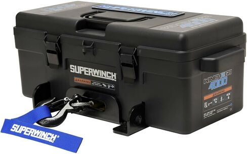 Superwinch 1140222 Winch2Go 12V DC ونش كهربائي محمول 4000 رطل/1814.4 كجم سحب خط واحد مع لوحة تركيب فولاذية، سلك هاوز مدمج، حبل سلك فولاذي 7/32 بوصة × 40 بوصة، جهاز تحكم عن بعد محمول باليد in Kuwait