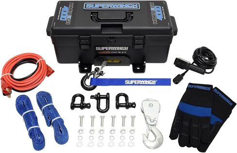 Superwinch 1140222 Winch2Go 12V DC ونش كهربائي محمول 4000 رطل/1814.4 كجم سحب خط واحد مع لوحة تركيب فولاذية، سلك هاوز مدمج، حبل سلك فولاذي 7/32 بوصة × 40 بوصة، جهاز تحكم عن بعد محمول باليد in Kuwait