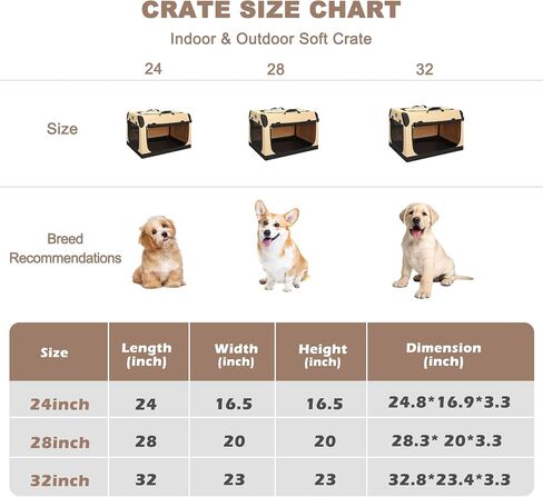X-ZONE PET Dog Crate Travel Cage for Large Dogs Portable Collapsible Cat Kennel with 3-Door Durable and Easy Clear Indoor & Outdoor Pet Home 36 '' Beige in Kuwait