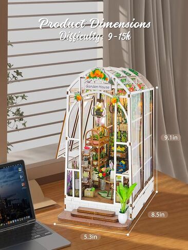 tomyoung DIY Book Nook Kit, Wooden Bookcase Garden House Miniature Kit with LED Light, Decor Bookends, Garden House DIY 3D Puzzles Craft Hobby for Adults Girls Boys in Saudi Arabia