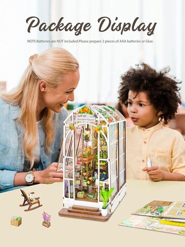 tomyoung DIY Book Nook Kit, Wooden Bookcase Garden House Miniature Kit with LED Light, Decor Bookends, Garden House DIY 3D Puzzles Craft Hobby for Adults Girls Boys in Saudi Arabia