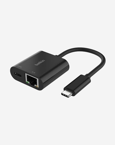 Belkin Connect USB-C to Ethernet + Charge Adapter 100W w/Gigabit Ethernet Port and USB-C Port - 10/100/1000 Mbps for Fast Internet Connection - Compatible with iPhone 15, Samsung Galaxy S24, & More in Kuwait