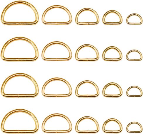Swpeet 50 قطعة 5 أحجام 1/2 "3/4" 1 "5/4" 5/8" حلقة معدنية متعددة الأغراض D حلقة نصف دائرية D للأحزمة حقائب الأجهزة اليد لتقوم بها بنفسك in Saudi Arabia
