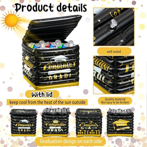 Graduation Inflatable Cooler Beverage Cooler Box 18'' x 18'' Keep up to 90 Bottle Drinks Cold Class of 2024 Graduation Decorations Inflatable Cooler for Graduation Party Supplies in Saudi Arabia
