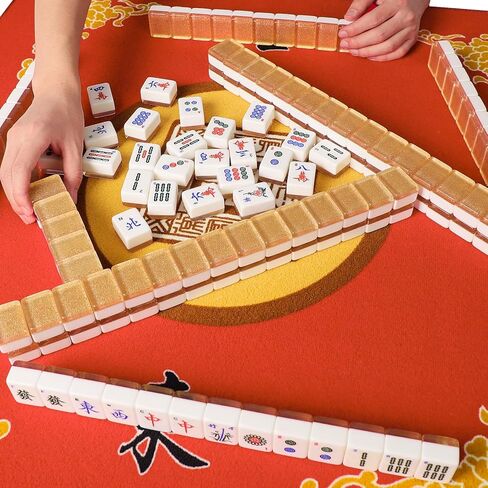 مجموعة ماجونج الصينية، مجموعة ألعاب ماجونج، 148 بلاطة أكريليك كبيرة مرقمة (1.5 بوصة)، مجموعة بلاط ماجونج مع حقيبة حمل حمراء (Mah-Jong، Ma Jong) in Kuwait