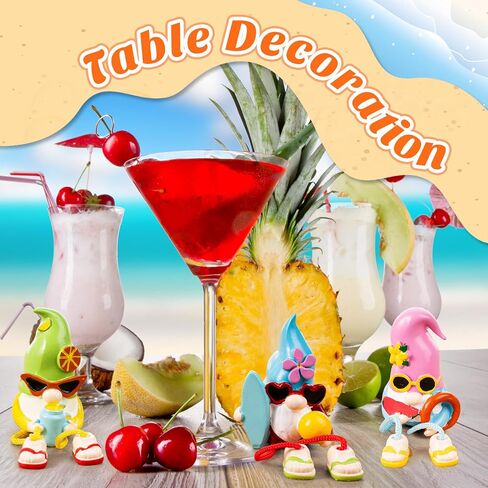 Anglechic 3 Pcs Summer Gnomes Figurines Decorations Hawaii Beach Table Centerpieces Shelf Sitter with Dangling Legs Resin Gnome Figurines for Summer Home Party Kitchen Decorations Holiday in Saudi Arabia