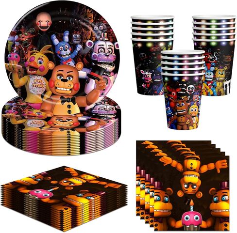 60 pcs Five Nights Birthday Party Supplies Disposable Tableware Include Plates,Cupsand Napkins for Kids Birthday Decorations (Serves 20） in Kuwait