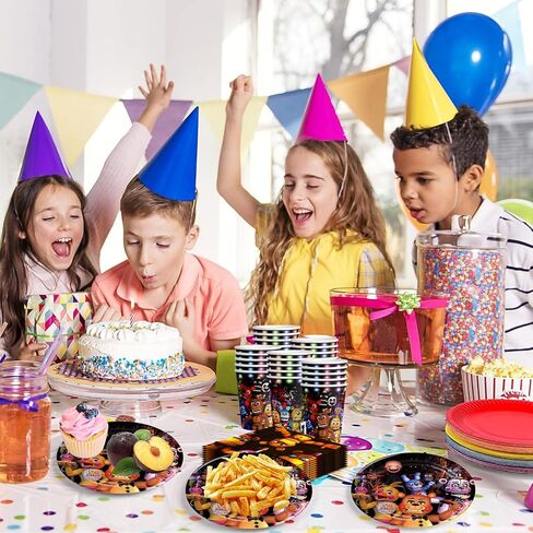 60 pcs Five Nights Birthday Party Supplies Disposable Tableware Include Plates,Cupsand Napkins for Kids Birthday Decorations (Serves 20） in Kuwait
