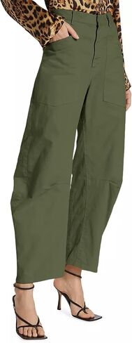 Tongmingyun Womens Casual Barrel Horseshoe Pants High Waisted Button Baggy Trousers with Front Pockets in Saudi Arabia