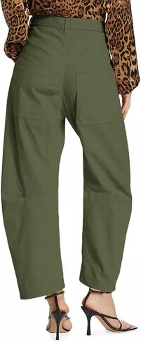 Tongmingyun Womens Casual Barrel Horseshoe Pants High Waisted Button Baggy Trousers with Front Pockets in Saudi Arabia