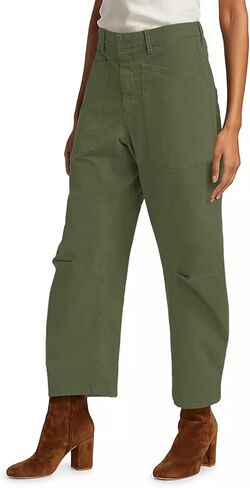 Tongmingyun Womens Casual Barrel Horseshoe Pants High Waisted Button Baggy Trousers with Front Pockets in Saudi Arabia