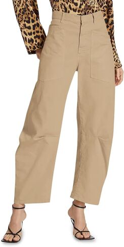 Tongmingyun Womens Casual Barrel Horseshoe Pants High Waisted Button Baggy Trousers with Front Pockets in Saudi Arabia
