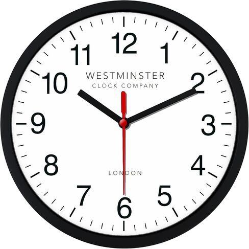 Always Home Westminster Clock Company 8" Wall Clock Ticking (Black 8 Inch Standard Quartz Wall Clock) in Saudi Arabia